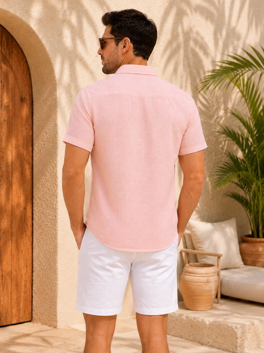 Camisa en Lino Palo Rosa (Manga Corta) |JANSOL