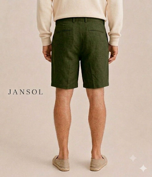 Bermuda en Lino- Verde Oliva | JANSOL