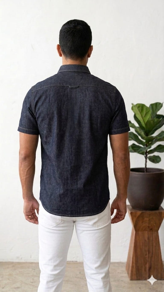 Camisa Denim Manga Corta | JANSOL