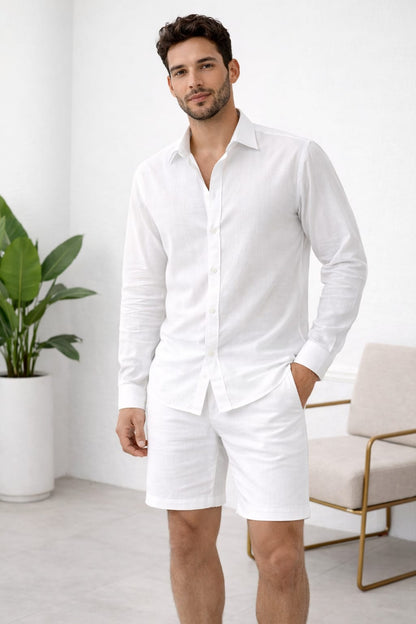 Camisa en Lino Blanco(Manga Larga)|JANSOL