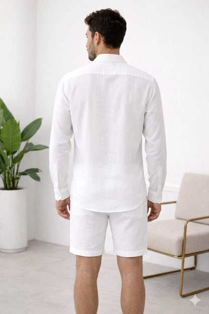 Camisa en Lino Blanco(Manga Larga)|JANSOL