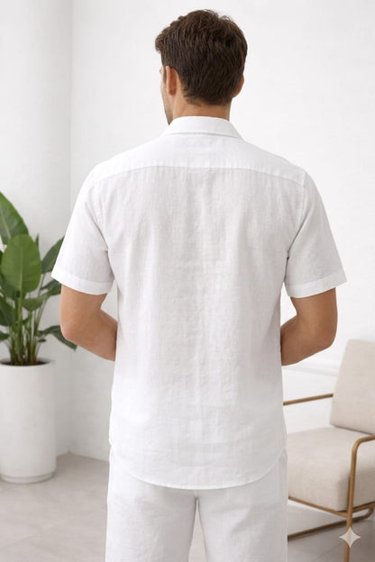 Camisa en Lino Blanca (Manga Corta) |JANSOL