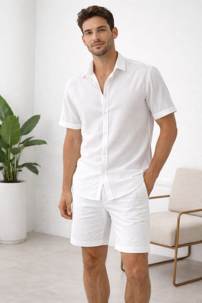 Camisa en Lino Blanca (Manga Corta) |JANSOL