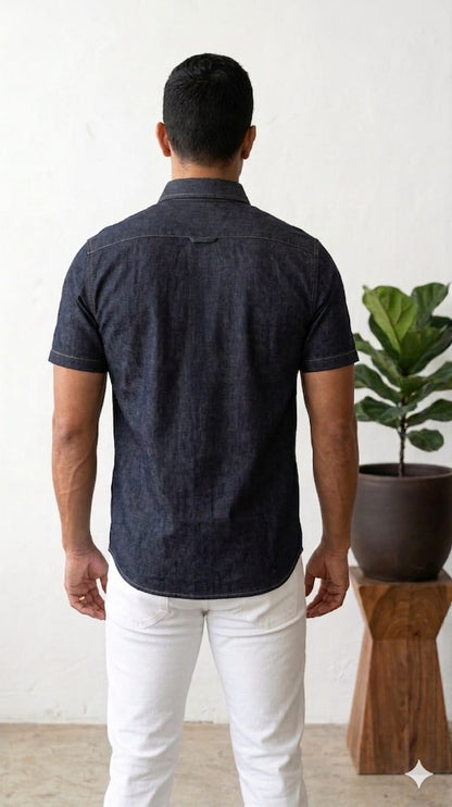 Camisa Denim Manga Corta | JANSOL