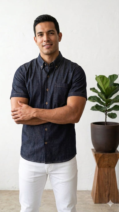 Camisa Denim Manga Corta | JANSOL